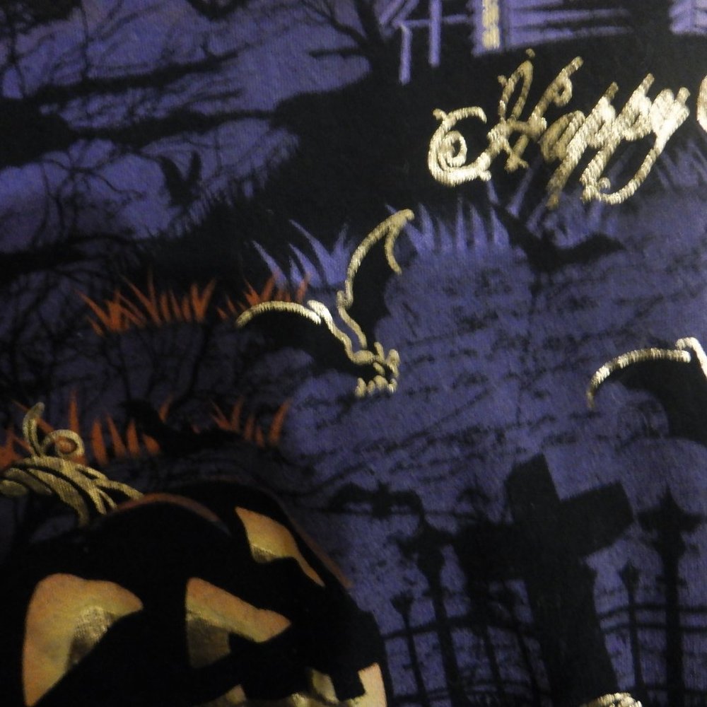 Happy Halloween Ladies Shirt 2X (18W - 20W) Black Purple Orange Gold Shimmer - Picture 5 of 15